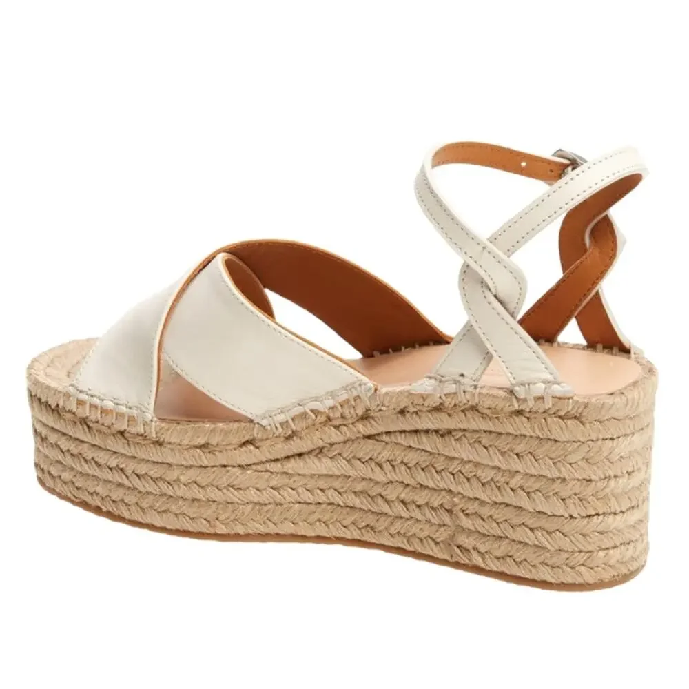 Rag & Bone Hera Espadrille Wedge Sandal in Antique White Leather EU 40